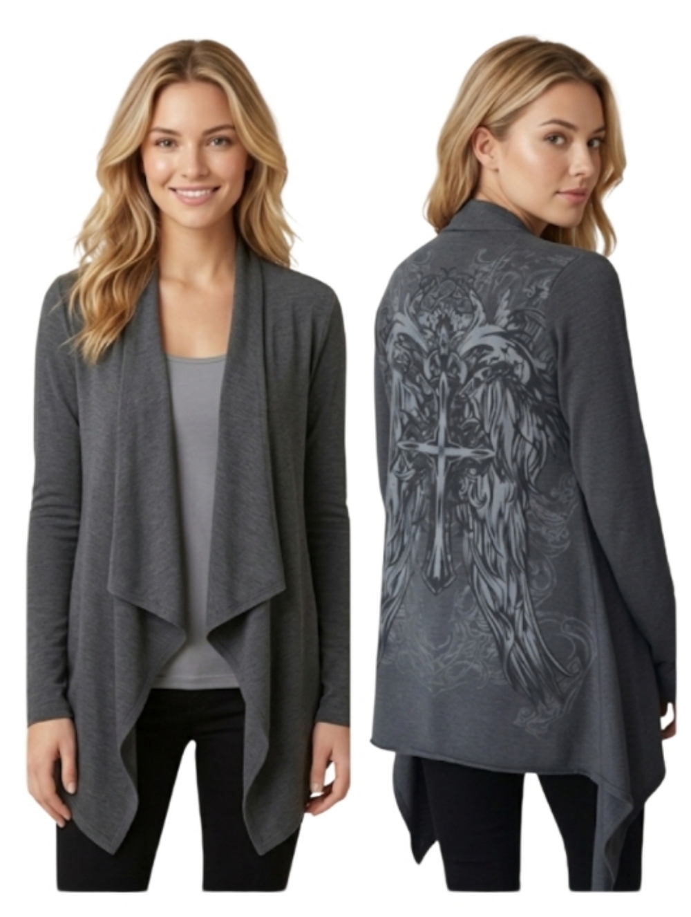 "Fleurish" Very Pretty Front Angle Light Sweater (S)
